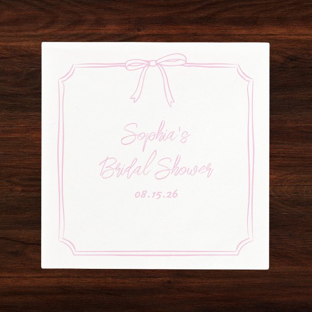 Serviette En Papier Jolie Elegant rose Simple Fête des mariées de cou  (Customize these blush pink napkins to add a soft, personal touch to your chic bridal shower décor.)