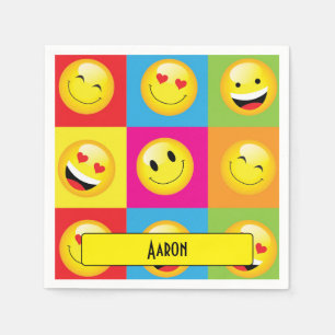 Serviette En Papier Jolie Emoticon Jaune Faces Emoji Party