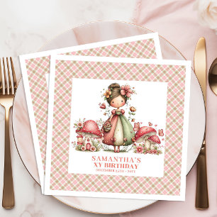 Serviette En Papier Jolie Fée Anniversaire Rose Jardin Floral Fête