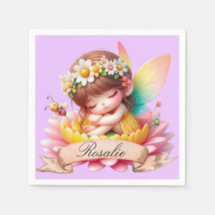 Serviette En Papier Jolie fée endormie rêves doux floraux fantaisistes