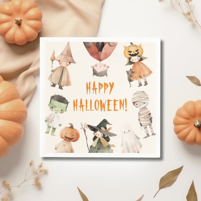 Serviette En Papier Jolie fête costumée d'Halloween pour enfants (Créateur téléchargé)