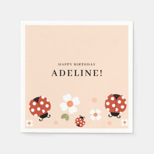 Serviette En Papier Jolie fête d'anniversaire de coccinelle