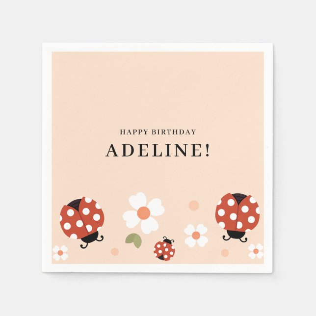 Serviette En Papier Jolie fête d'anniversaire de coccinelle  (Devant)