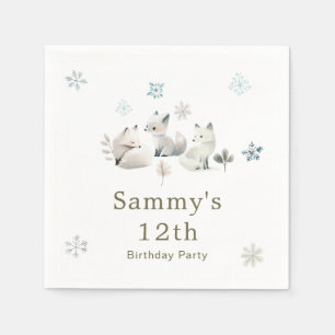 Serviette En Papier Jolie fête d'anniversaire du loup arctique hiverna