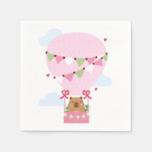 Jolie Fête d'anniversaire rose Montgolfière Capyba
