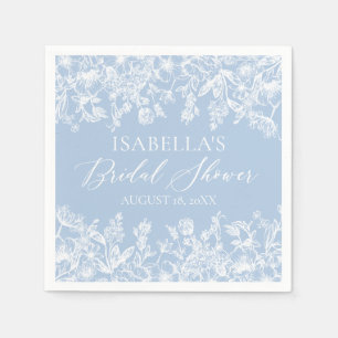 Serviette En Papier Jolie Fête de Mariée Fleur Sauvage Bleu Poussiéreu