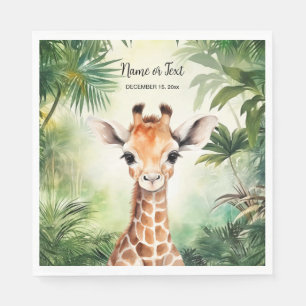 Serviette En Papier Jolie Fête de Naissance de Girafe Jungle Belle