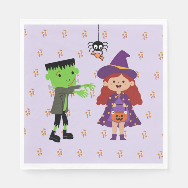 Serviette En Papier Jolie fête des enfants Halloween (Devant)