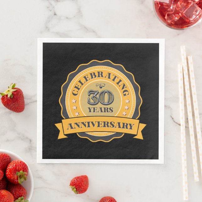 Serviette En Papier jolie fête du 30e anniversaire  (En situation)