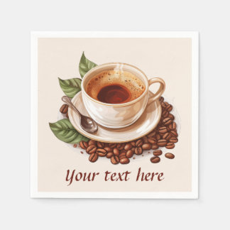 Serviette En Papier Jolie fête du café ajouter un message