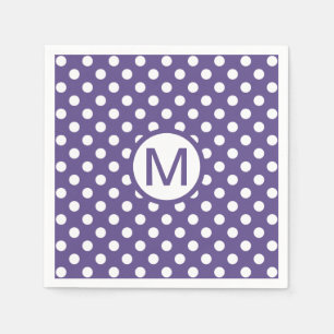 Serviette En Papier Jolie fête du Monogramme Pois violet blanc