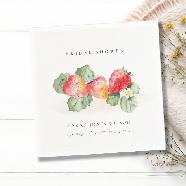 Serviette En Papier Jolie feuille de fraise rouge Mariage Shower (Créateur téléchargé)