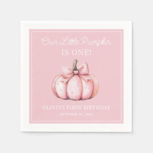 Serviette En Papier Jolie Fille au Citrouille Rose Bébé Premier Annive