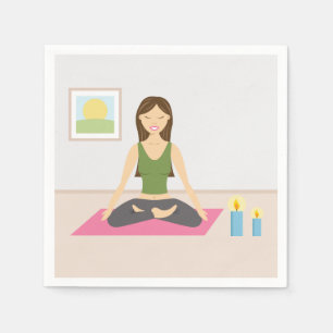 Serviette En Papier Jolie Fille Faisant du Yoga Dans une Jolie Pièce