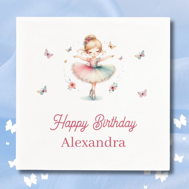 Serviette En Papier Jolie fille rose Ballerina fête d'anniversaire (Créateur téléchargé)