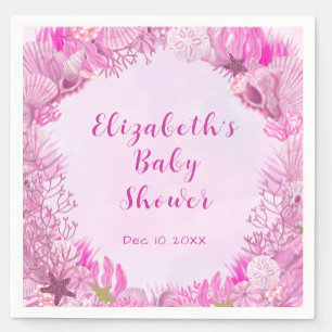 Serviette En Papier Jolie Fille Rose Sous l'Océan Baby Shower