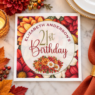Serviette En Papier Jolie Fleur de Dahlia d'Automne pour 21e Anniversa