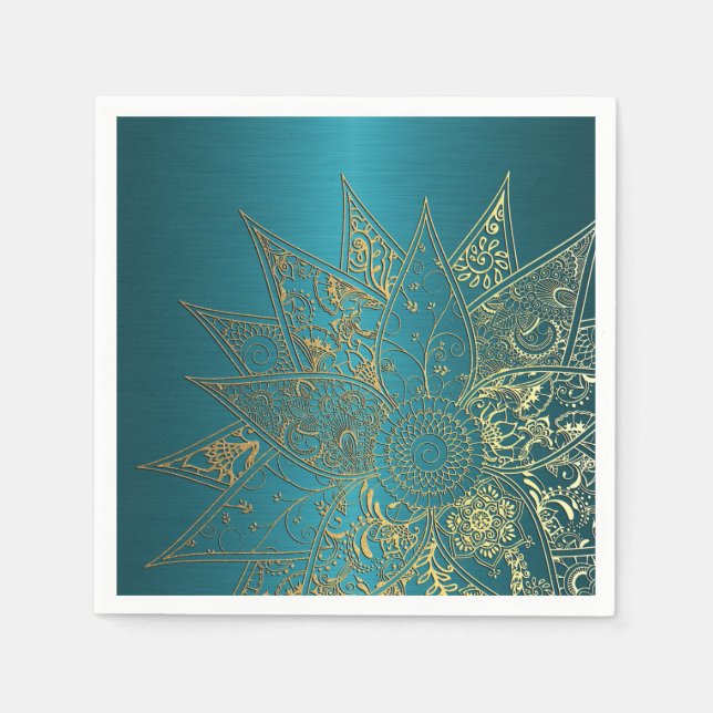 Serviette En Papier Jolie fleur henné dessin à la main (Devant)