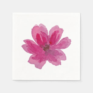 Serviette En Papier Jolie fleur rose vif peinte à la main à l'aquarell