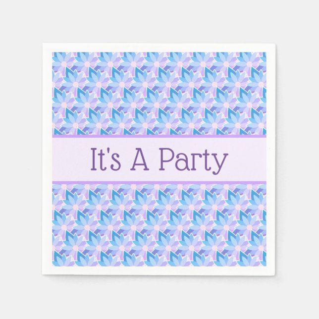 Serviette En Papier Jolie Fleur violette Bleue (Devant)