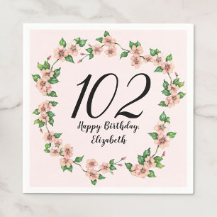 Serviette En Papier Jolie florale rose pastel pour 102ème anniversaire