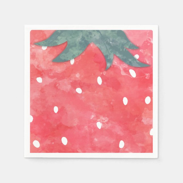 Serviette En Papier Jolie fraise à l'aquarelle  (Devant)