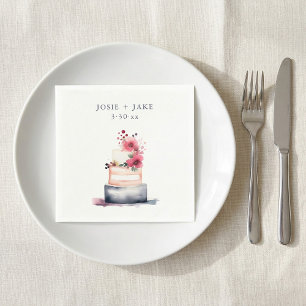 Serviette En Papier Jolie gâteau de mariage à l'aquarelle