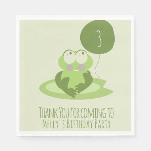 Serviette En Papier Jolie Grenouille Anniversaire Ballon Vert Merci