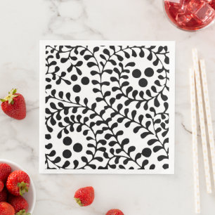 Serviette En Papier Jolie impression noir et blanc fleurie
