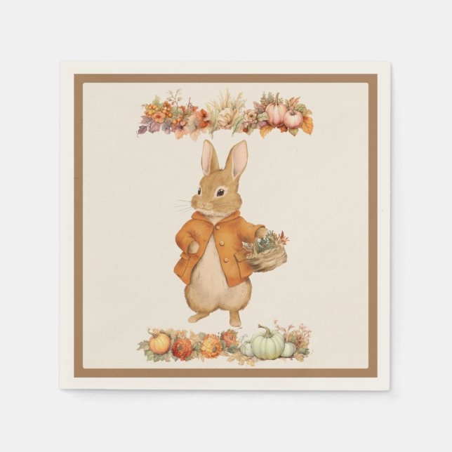 Serviette En Papier Jolie Lapin Automne Anniversaire (Devant)