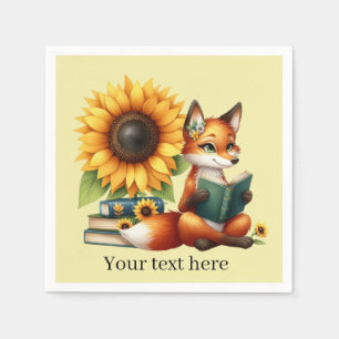 Serviette En Papier Jolie lecture fox livre ou club party