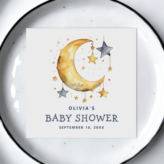 Serviette En Papier Jolie lune lunaire et étoiles baby shower céleste (Créateur téléchargé)