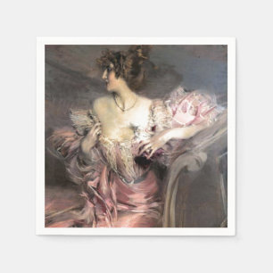 Serviette En Papier Jolie peinture de Madame Pink Vintage Fashion