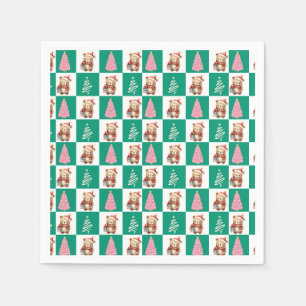 Serviette En Papier Jolie peluche Oear Père Noël Joyeuse fête des arbr