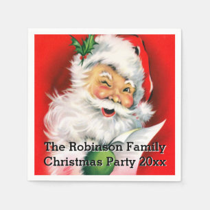 Serviette En Papier Jolie Père Noël Winking avec liste de Noël personn