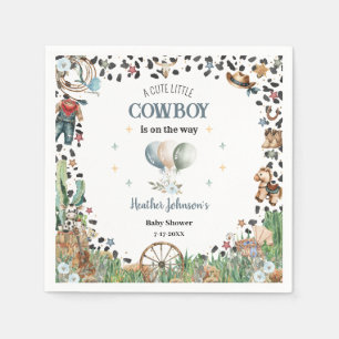 Serviette En Papier Jolie petite douche de bébé cow-boy western aquare