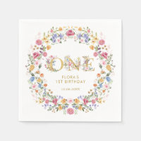 Jolie petite fille Fleur sauvage 1ère fête d'anniv