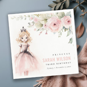 Serviette En Papier Jolie petite rose rose princesse rose florale anni