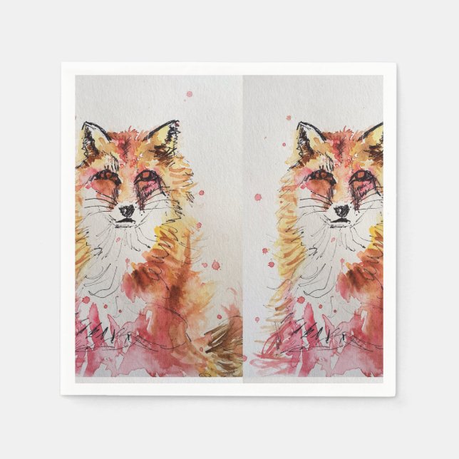 Serviette En Papier Jolie renard rouge serviettes décoratives pour ann (Devant)