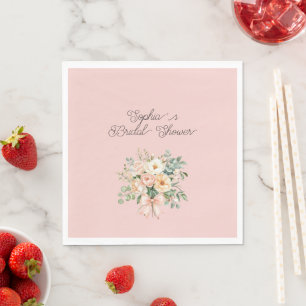 Serviette En Papier Jolie rose saumon floral bow shower de mariage