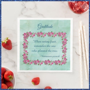 Serviette En Papier Jolie Roses Vertes et Roses Roses Roses Gratitude