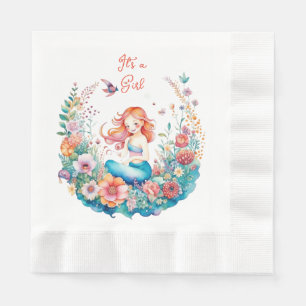 Serviette En Papier Jolie sirène Baby shower de fille C'est une fille