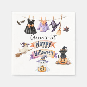Serviette En Papier Jolie Sorcière et Fête d'Halloween Fantastique et