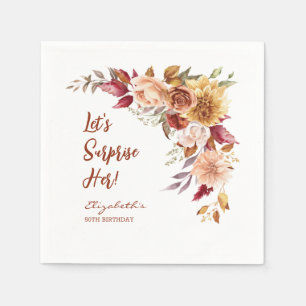 Serviette En Papier Jolie Terracotta Automne Floral Surprise Anniversa