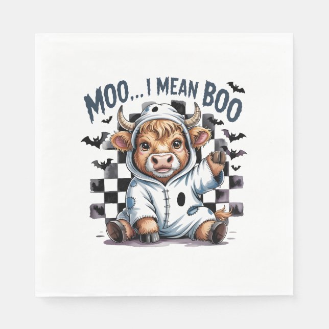 Serviette En Papier Jolie vache Highland À damiers Halloween Te (Devant)