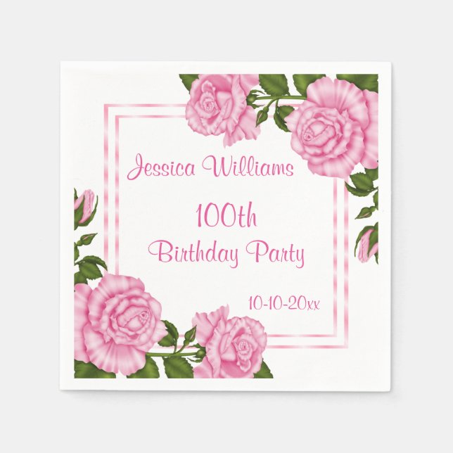 Serviette En Papier Jolies bouquets de coin rose 100e (Devant)