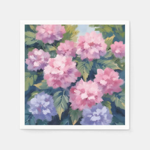 Serviette En Papier Jolies Fleurs d'Hortensia Aquarelle Florale
