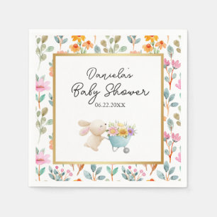 Serviette En Papier Jolies Fleurs Sauvages de Petit Lapin Cérémonie de