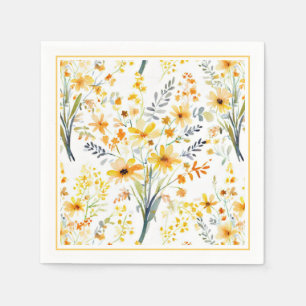 Serviette En Papier Jolies fleurs sauvages jaunes de printemps