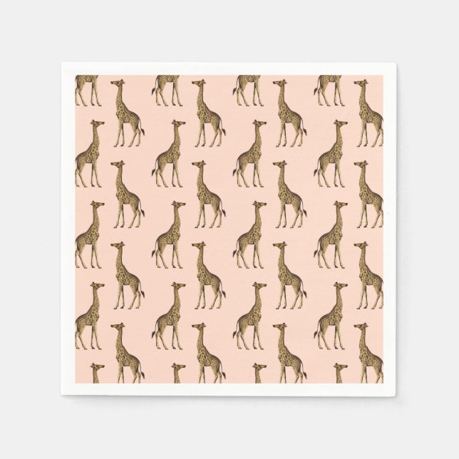 Serviette En Papier Jolies Giraffes rose (Devant)
